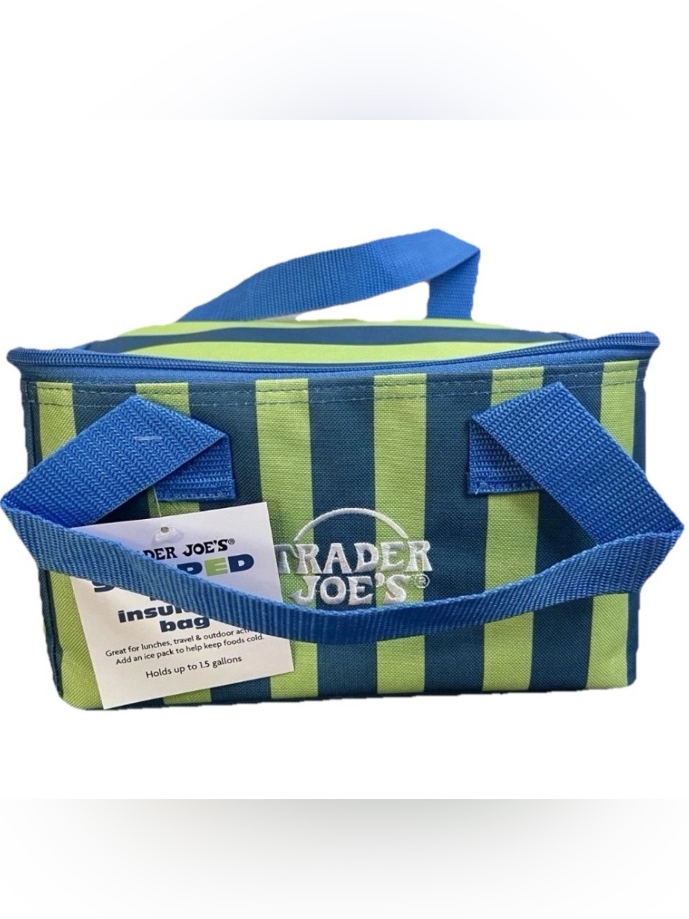 Trader Joe's Blue/Green 💙💚 Striped Mini Insulated Bag LIMITED EDITION 2026